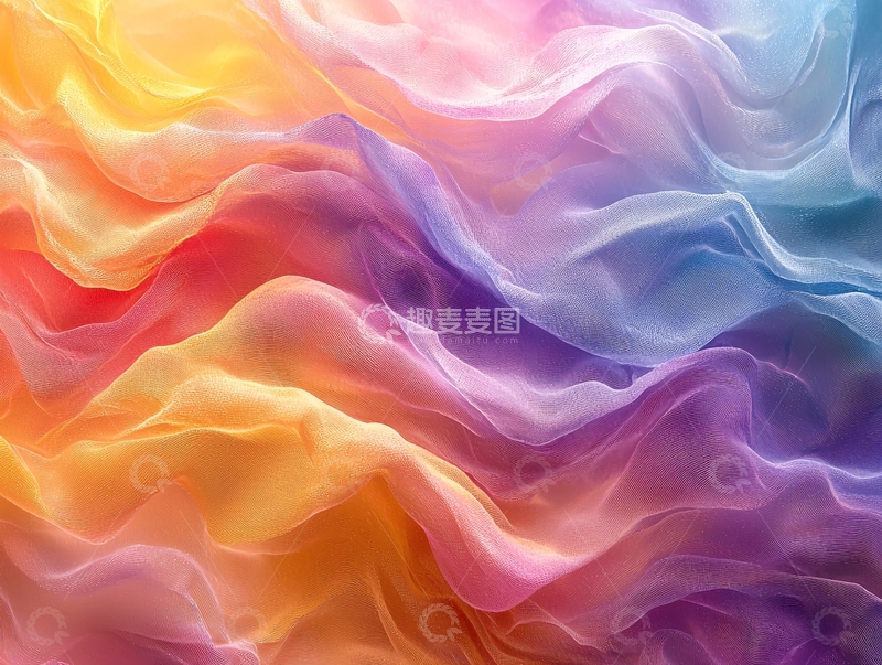 高清大图下载【趣麦麦图】彩虹色丝绸面料