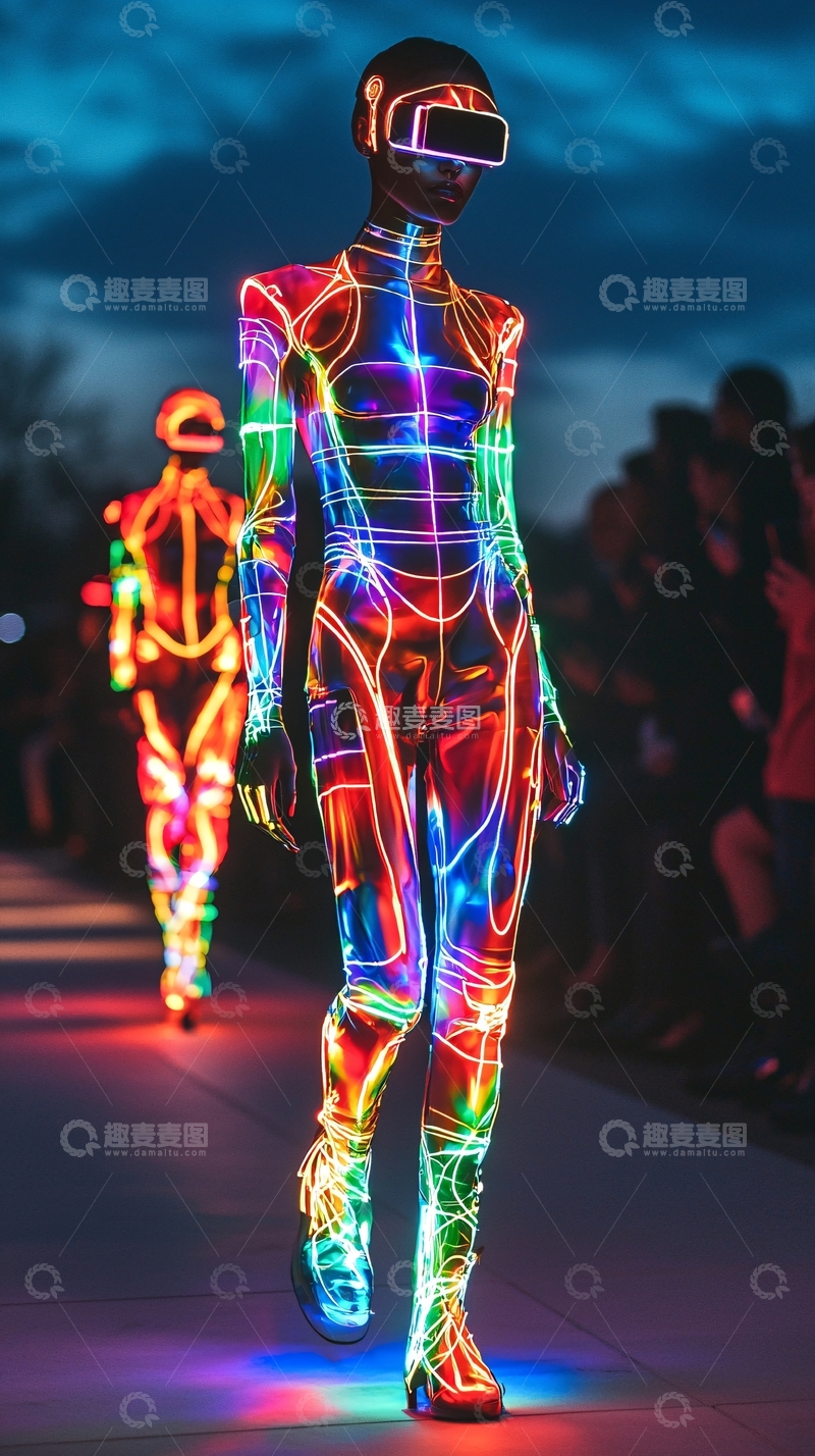 高清大图下载【趣麦麦图】霓虹灯科技感服装秀