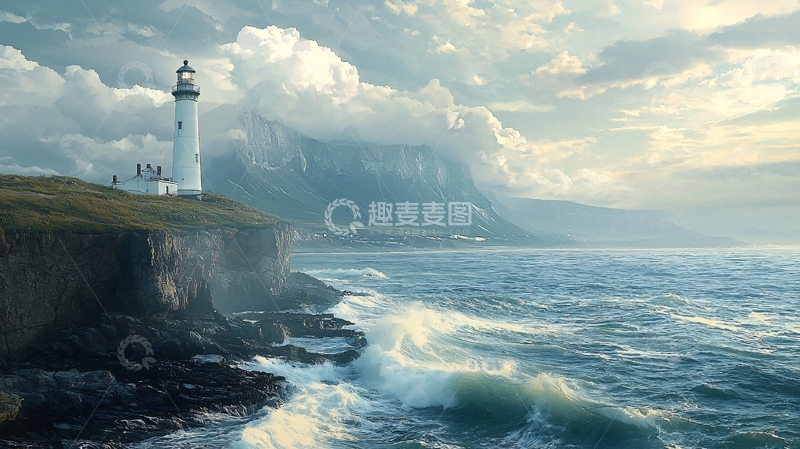 高清大图下载【趣麦麦图】暴风雨中的灯塔