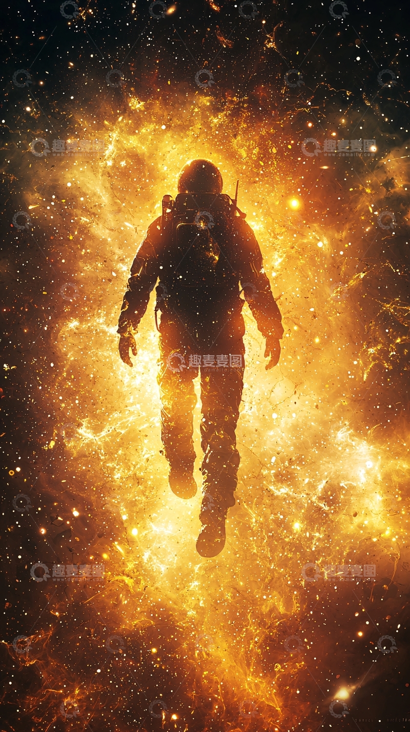 高清大图下载【趣麦麦图】宇航员太空火焰