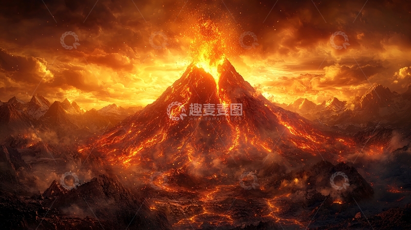 高清大图下载【趣麦麦图】地狱火山喷发