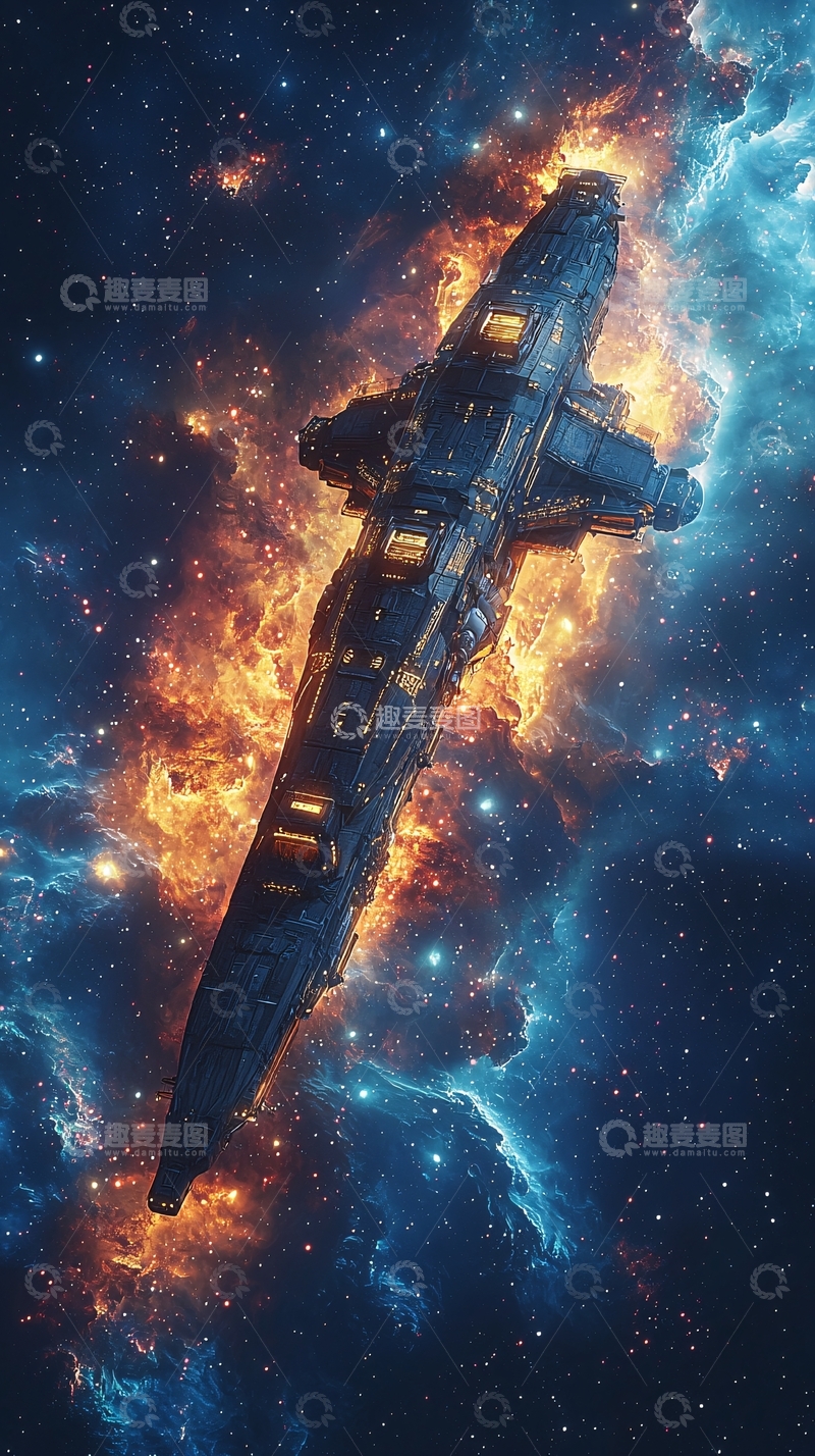 高清大图下载【趣麦麦图】燃烧宇宙飞船