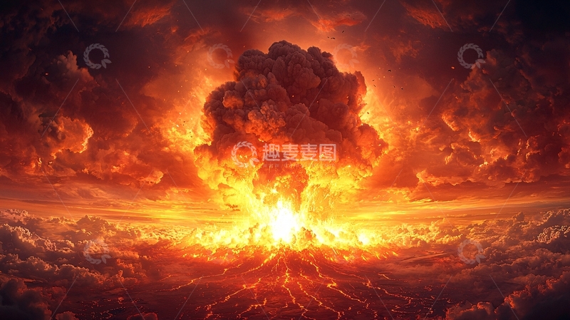 高清大图下载【趣麦麦图】巨大蘑菇云爆炸场景