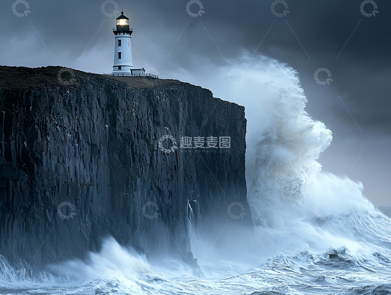 高清大图下载【趣麦麦图】暴风雨中的灯塔