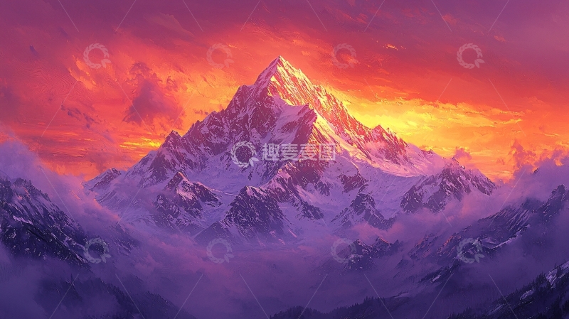 高清大图下载【趣麦麦图】雪山日出77