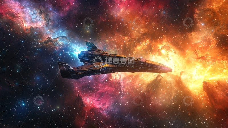 高清大图下载【趣麦麦图】宇宙飞船穿越星云
