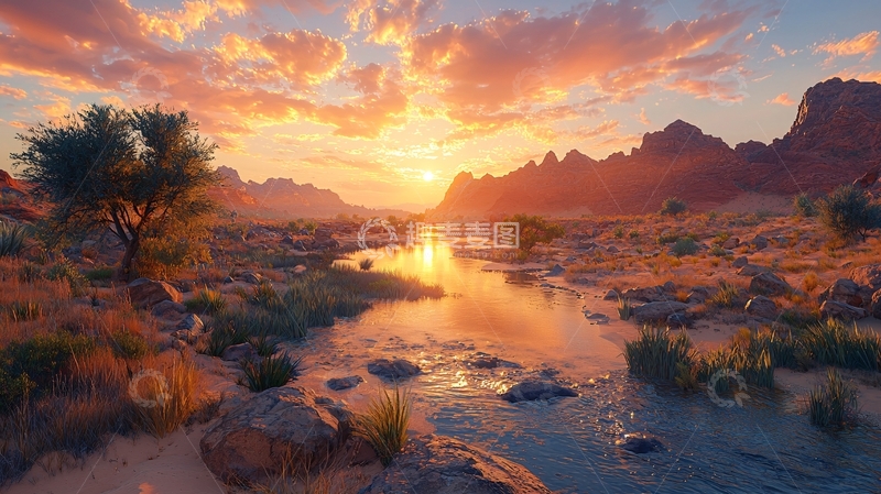 高清大图下载【趣麦麦图】沙漠日落