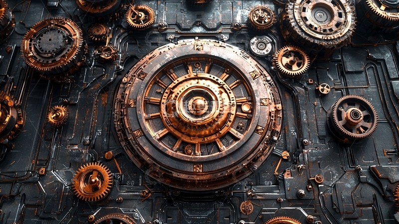 高清大图下载【趣麦麦图】蒸汽朋克齿轮机械装置