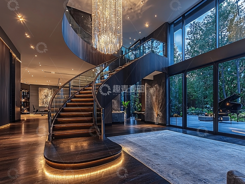 高清大图下载【趣麦麦图】豪华旋转楼梯大宅入口