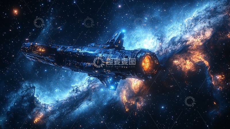 高清大图下载【趣麦麦图】宇宙飞船穿越星云