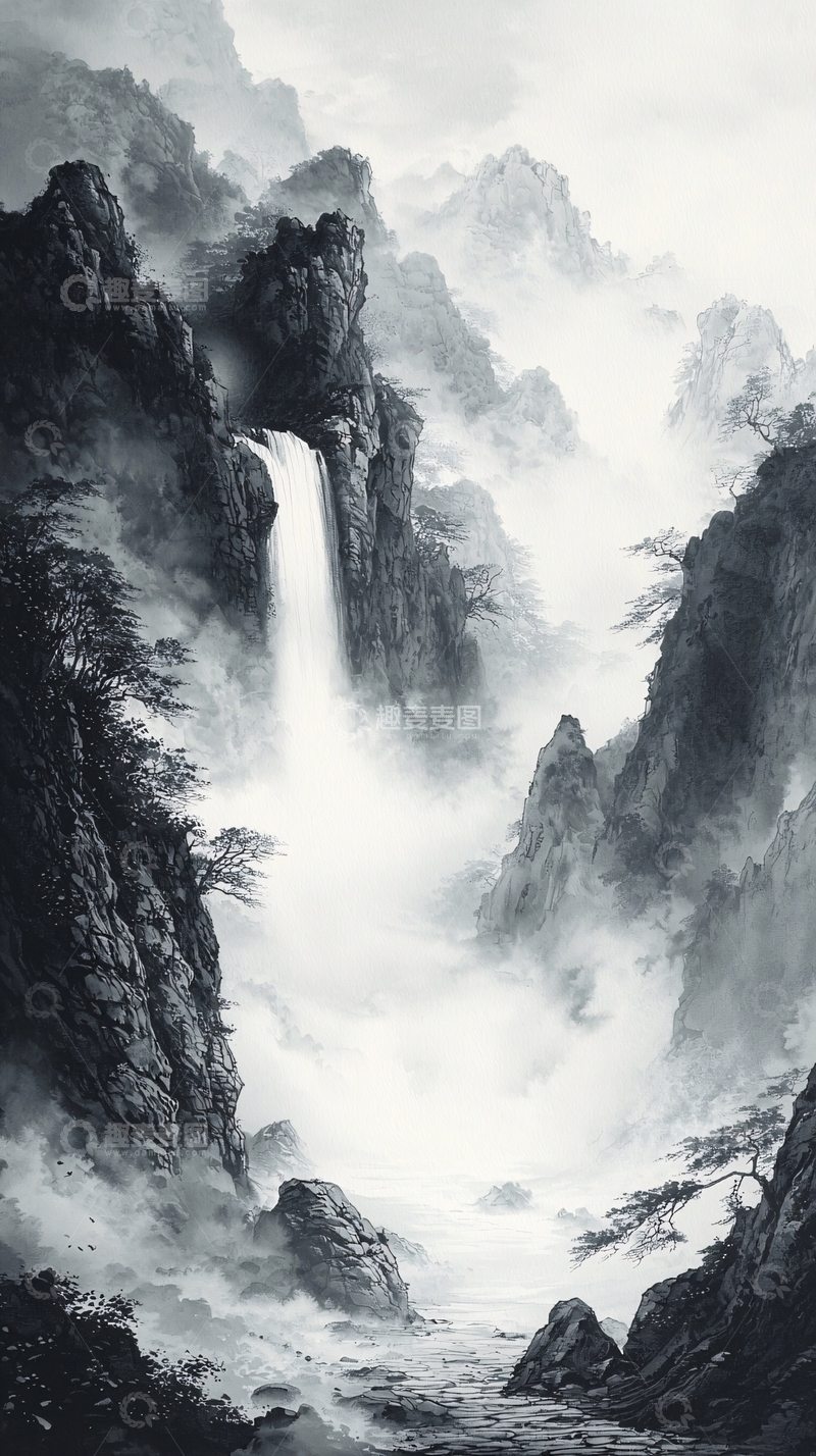 高清大图下载【趣麦麦图】水墨山水画774
