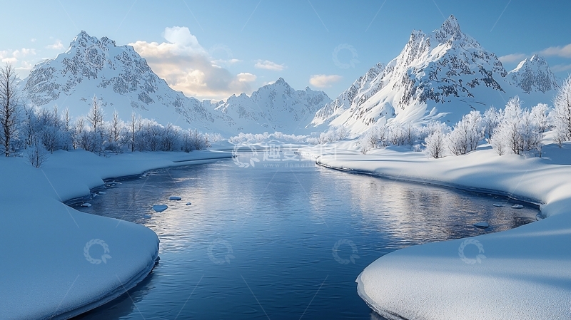 高清大图下载【趣麦麦图】冰雪覆盖的山川河流