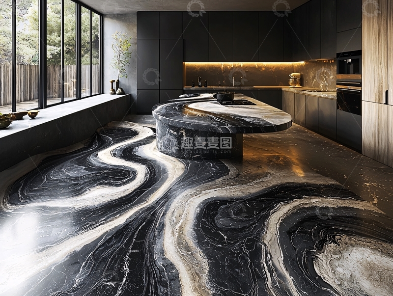 高清大图下载【趣麦麦图】现代极简黑色系厨房