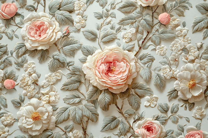 高清大图下载【趣麦麦图】精美玫瑰花卉墙面装饰