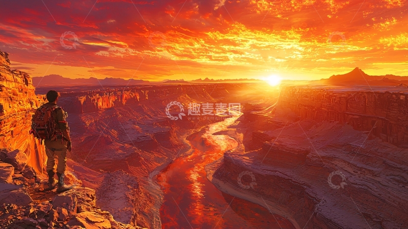 高清大图下载【趣麦麦图】壮丽日落峡谷景色