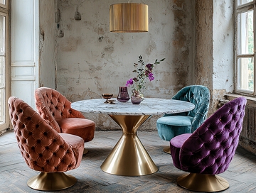 复古轻奢圆形餐桌