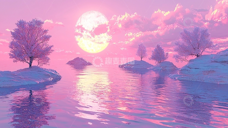 高清大图下载【趣麦麦图】粉色梦幻雪景