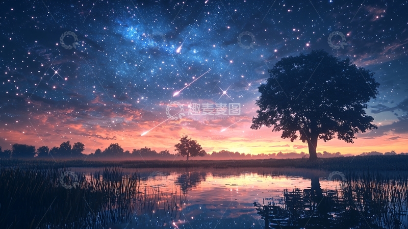 高清大图下载【趣麦麦图】星空下的树
