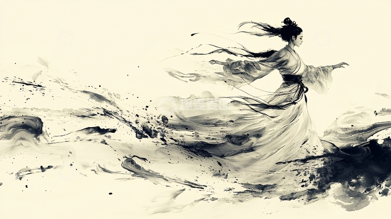 高清大图下载【趣麦麦图】水墨画古风女子