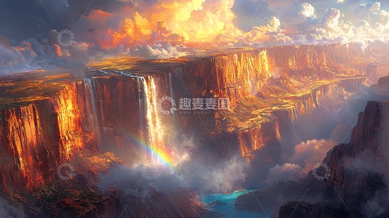 高清大图下载【趣麦麦图】火焰瀑布