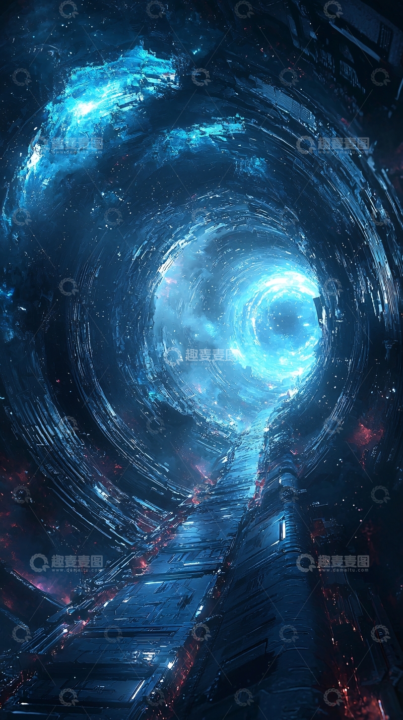 高清大图下载【趣麦麦图】蓝色漩涡宇宙通道