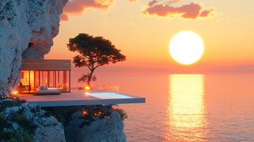 悬崖峭壁上的海景别墅