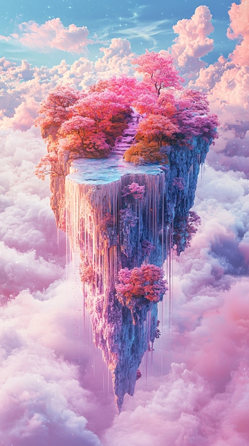 梦幻粉色天空之岛