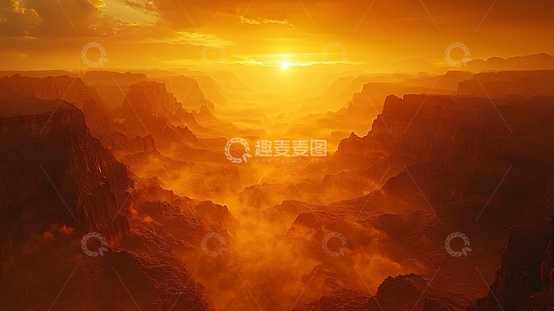 高清大图下载【趣麦麦图】壮丽日落峡谷景色