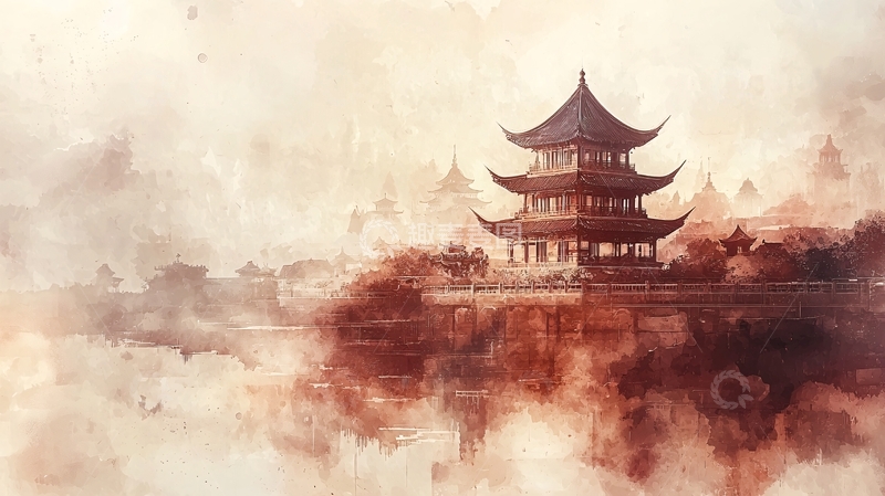 高清大图下载【趣麦麦图】水墨画中国古建筑