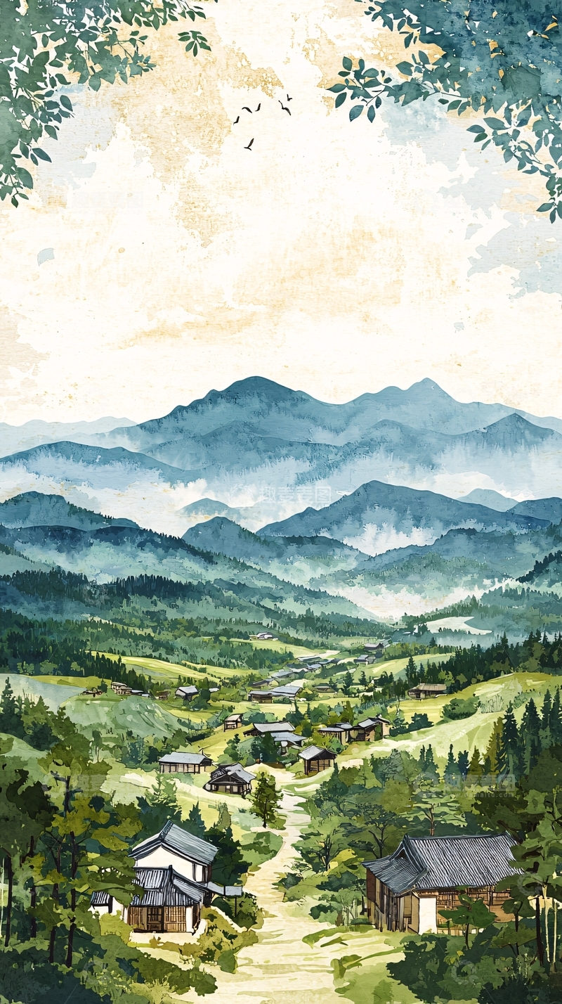 高清大图下载【趣麦麦图】山村景色