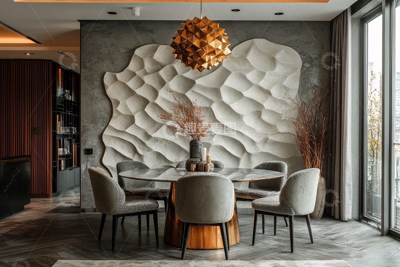 高清大图下载【趣麦麦图】现代轻奢餐厅背景墙