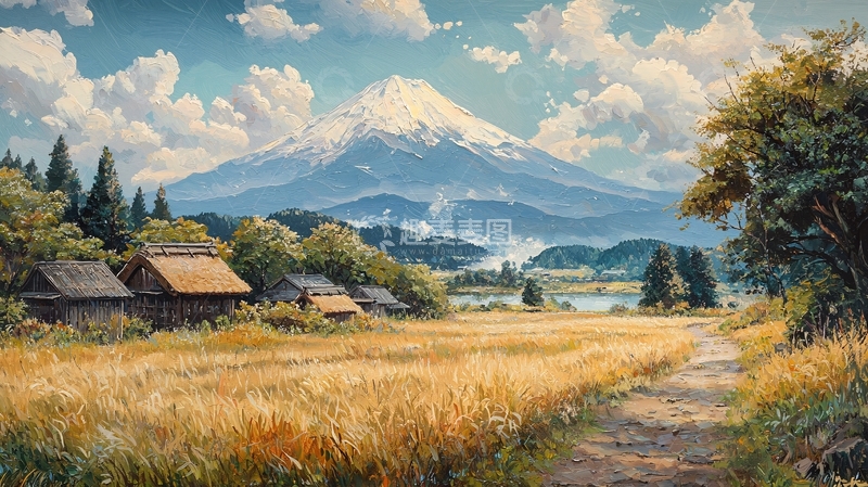 高清大图下载【趣麦麦图】富士山乡村田园风光
