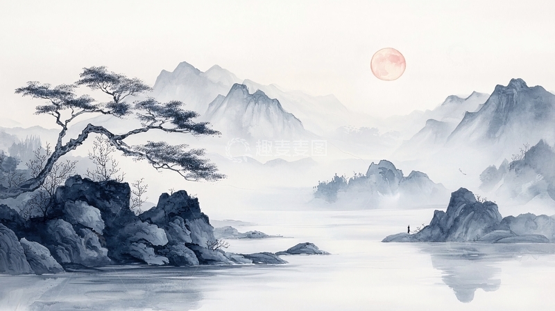 高清大图下载【趣麦麦图】水墨山水烟雾朦胧