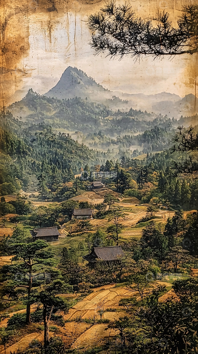 高清大图下载【趣麦麦图】古色古香的山村风景