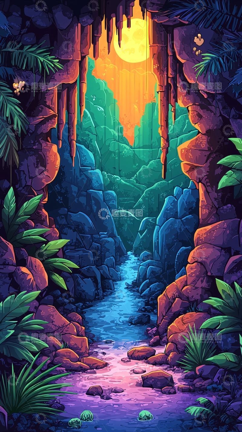 高清大图下载【趣麦麦图】洞穴中的热带峡谷