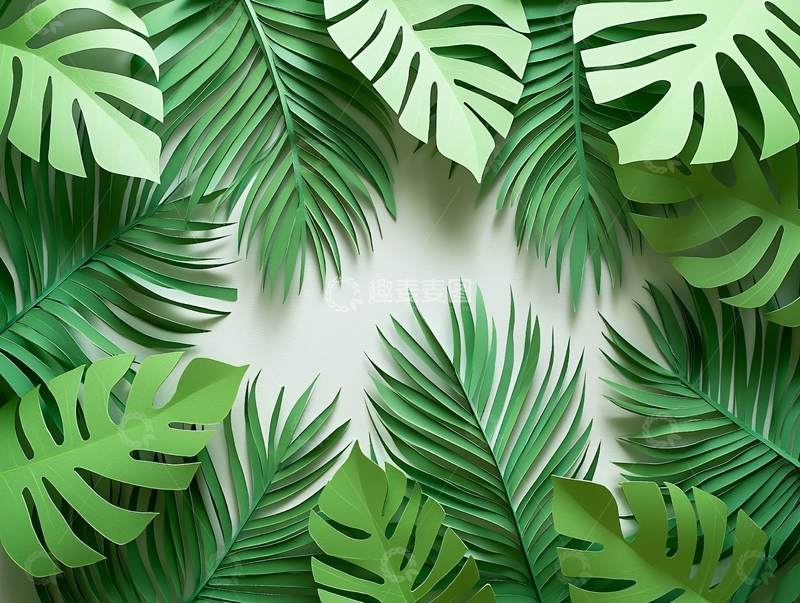 高清大图下载【趣麦麦图】绿色植物叶子背景