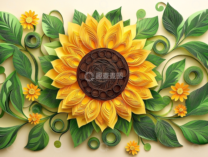 高清大图下载【趣麦麦图】纸艺向日葵