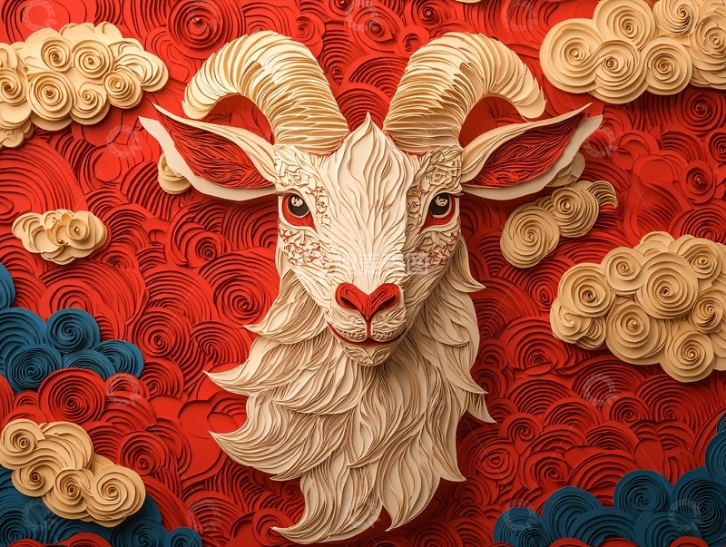 高清大图下载【趣麦麦图】卷纸艺术山羊