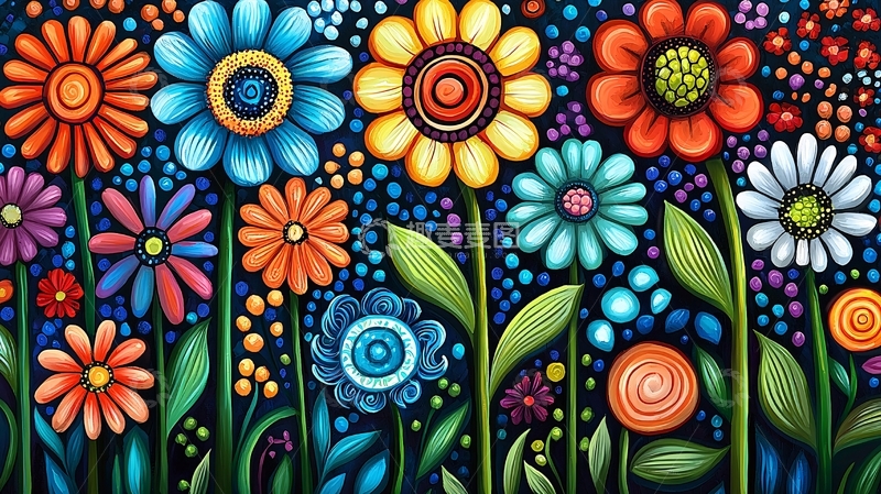 高清大图下载【趣麦麦图】多彩鲜花图案