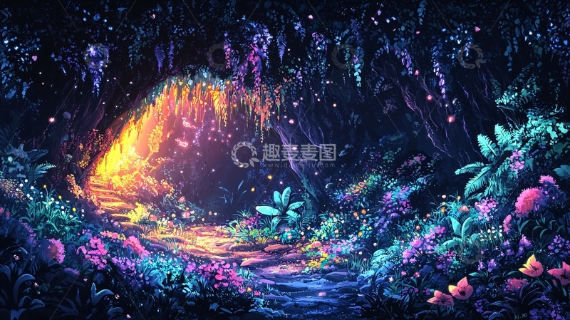 高清大图下载【趣麦麦图】奇幻森林洞穴