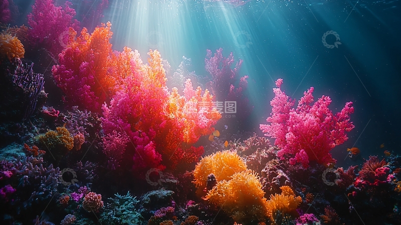 高清大图下载【趣麦麦图】海底珊瑚礁绚丽多彩