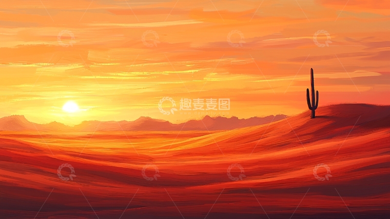 高清大图下载【趣麦麦图】沙漠日落