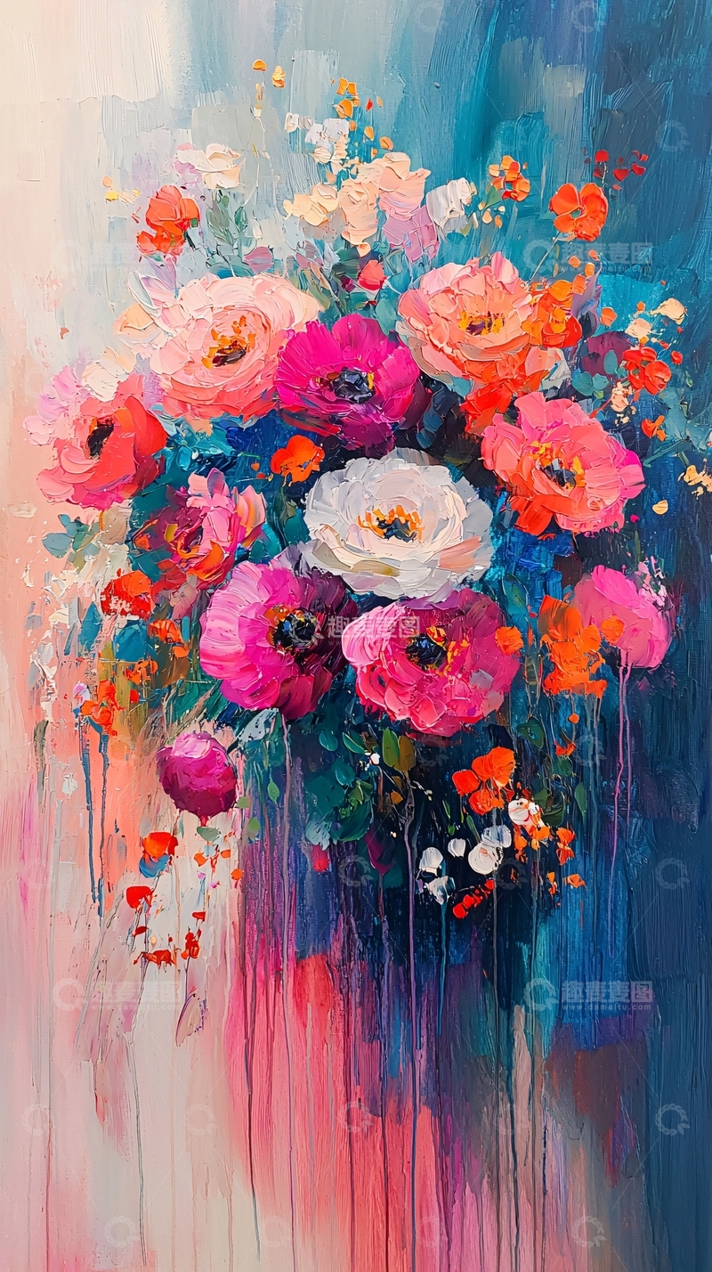 高清大图下载【趣麦麦图】绚丽多彩的油画花束