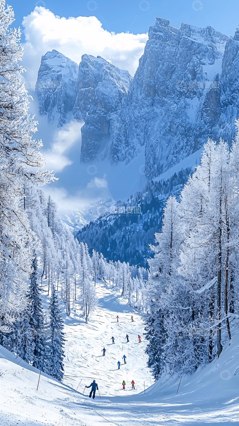 高清大图下载【趣麦麦图】雪山滑雪胜地