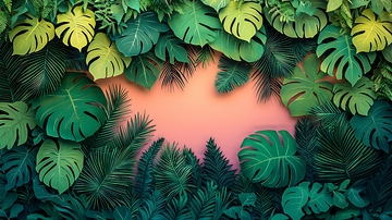 热带植物叶子边框