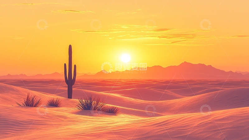 高清大图下载【趣麦麦图】沙漠日落