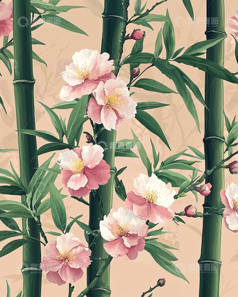 高清大图下载【趣麦麦图】水墨竹子花卉图案