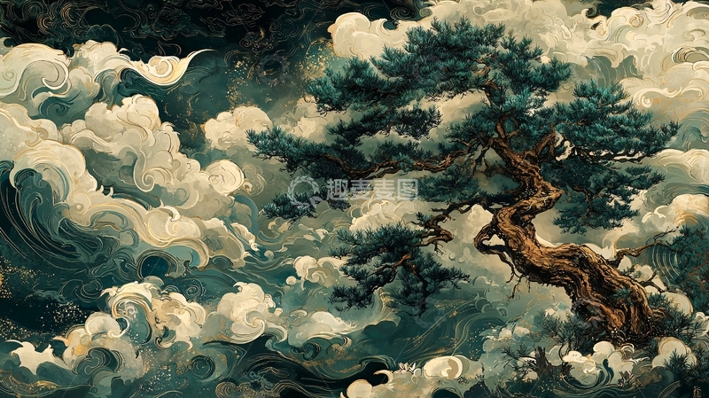 高清大图下载【趣麦麦图】云海松树