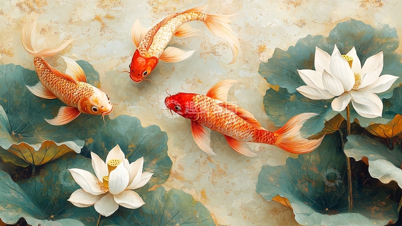 高清大图下载【趣麦麦图】锦鲤莲花