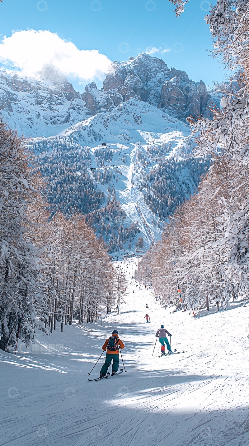 高清大图下载【趣麦麦图】雪山滑雪胜地